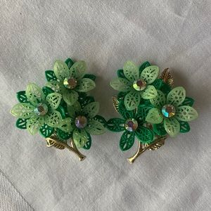Large Plastic Clip-on flower earrings